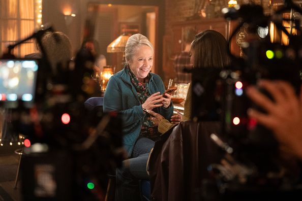 Photo of actor Kathy Bates on set filming an episode of the show Matlock
