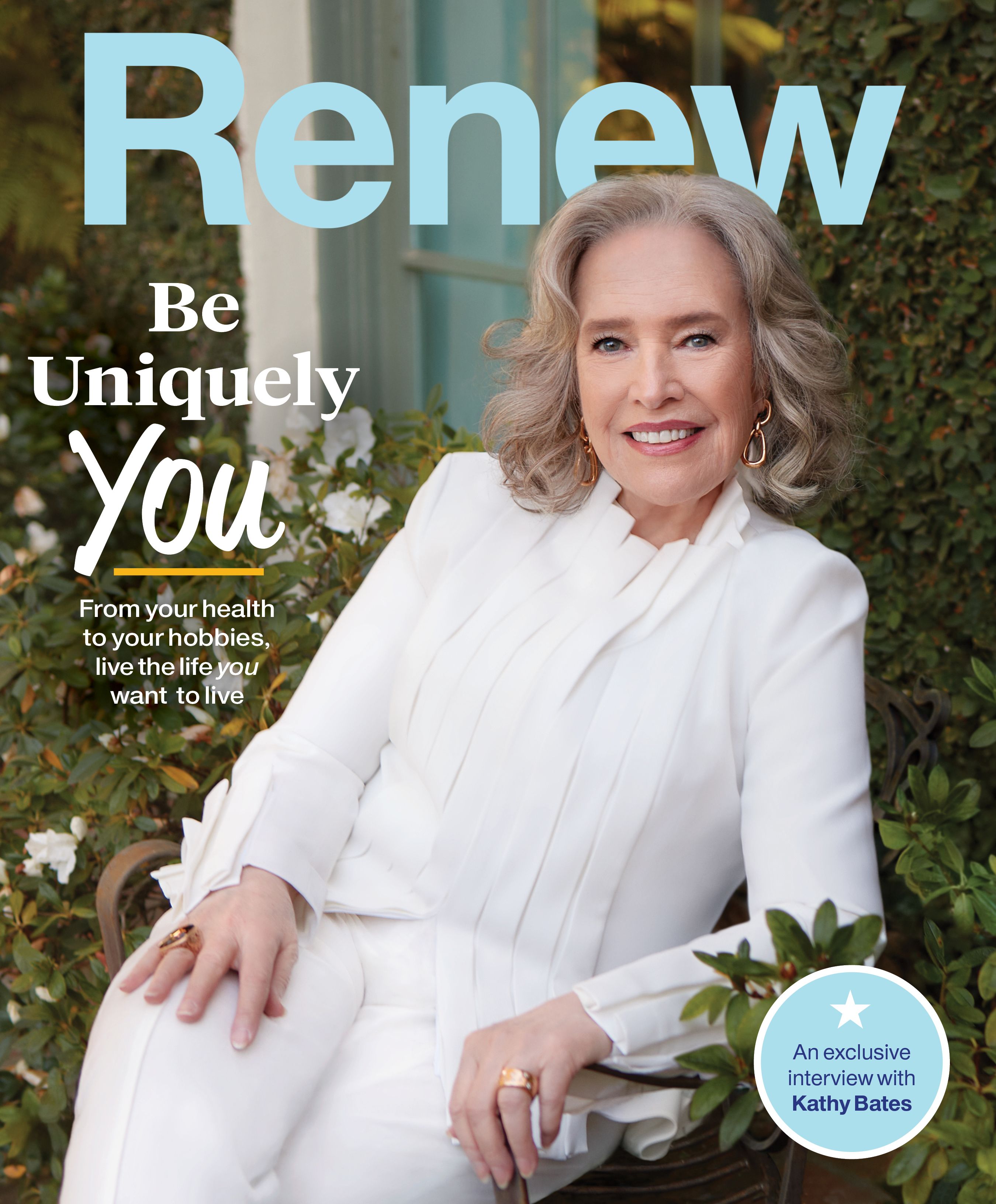 Image of Kathy Bates on the cover of Renew Magazine